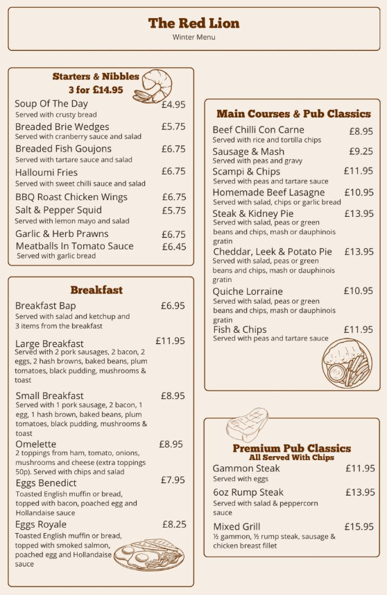 Menu Front Page